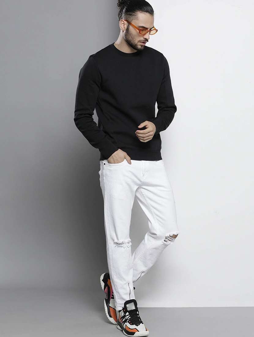 men round neck plain long sleeve sweatshirt - 21629478 -  Standard Image - 3