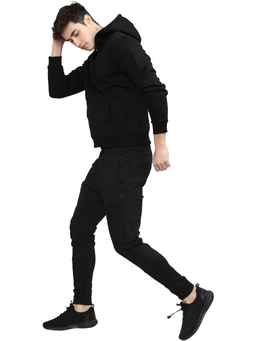 men hood neck plain long sleeve sweatshirt - 21629485 -  Standard Image - 3