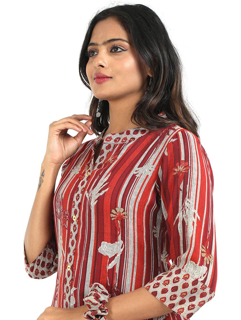 women printed three quarter sleeve kurta pant set - 21629586 - Standard Image - 3