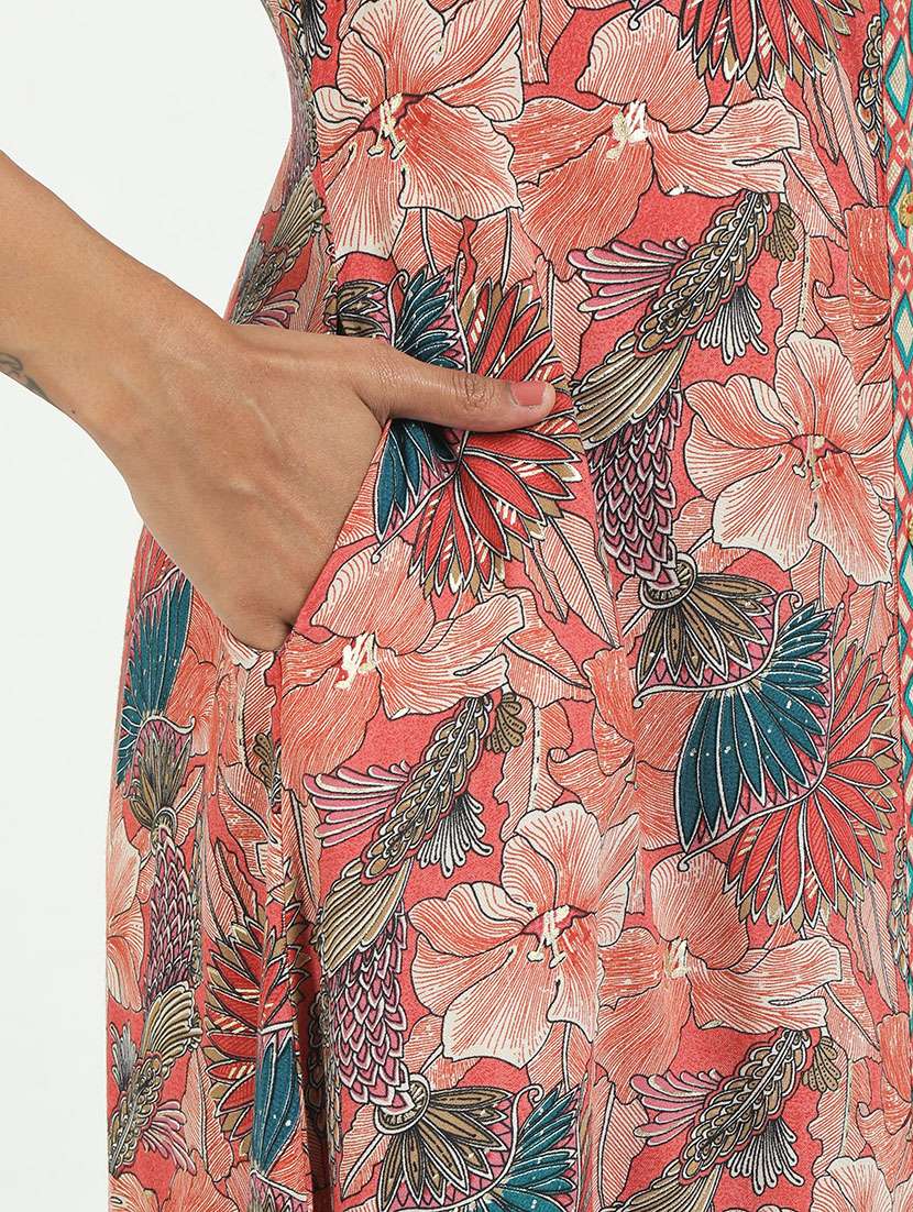 women floral three quarter sleeve kurta pant set - 21629588 -  Standard Image - 5