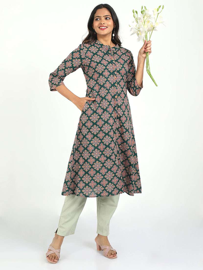 women printed three quarter sleeve kurta pant set - 21629613 - Zoom Image - 0