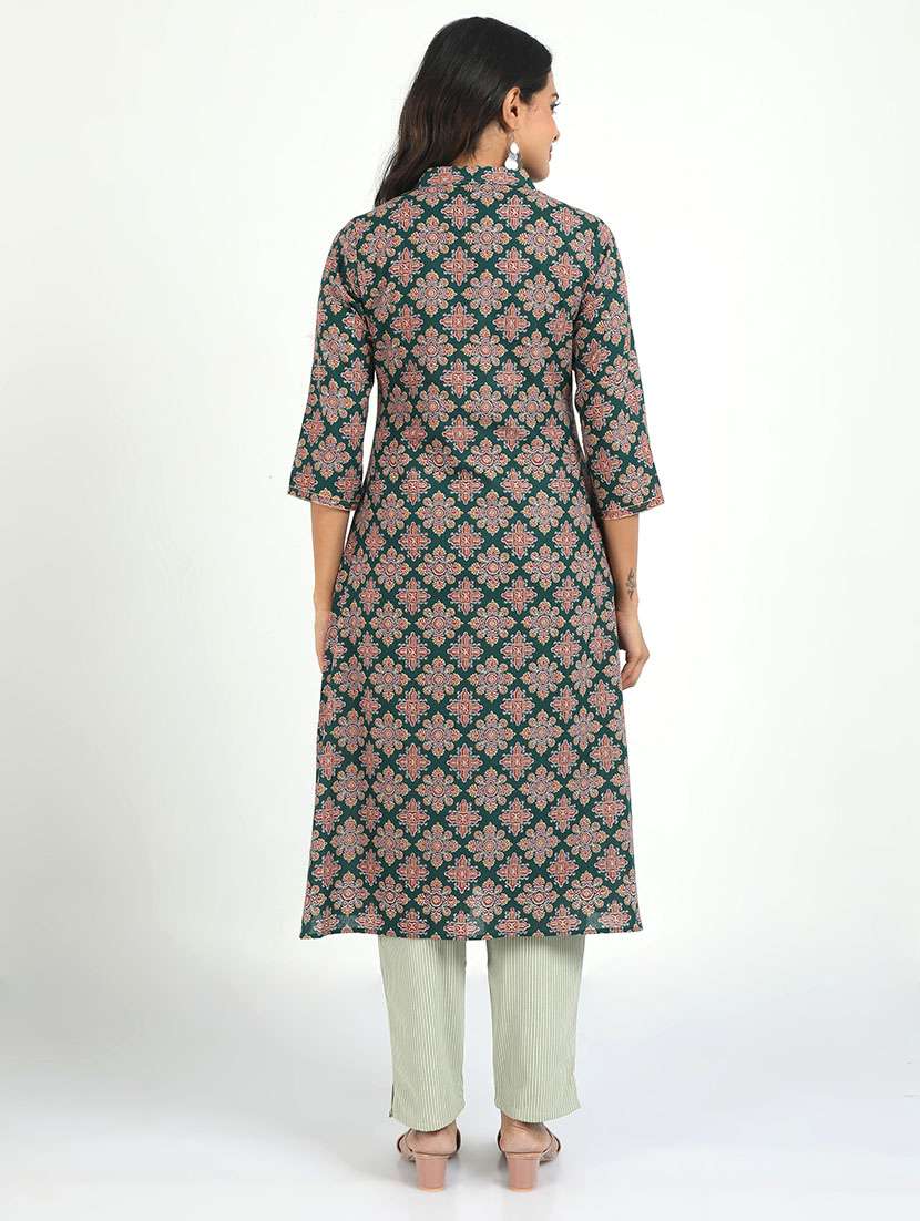 women printed three quarter sleeve kurta pant set - 21629613 - Standard Image - 3