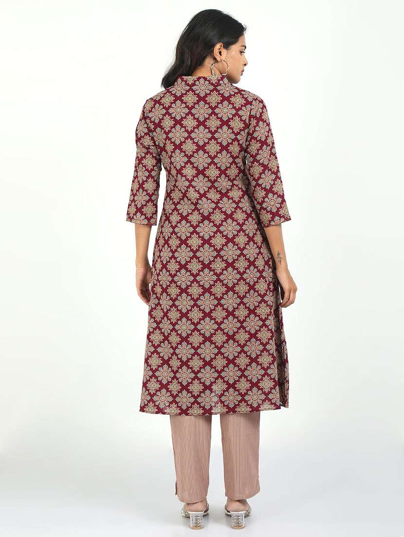women printed three quarter sleeve kurta pant set - 21629614 - Standard Image - 3
