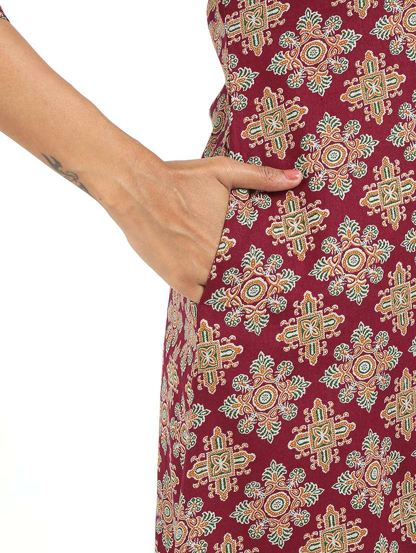 women printed three quarter sleeve kurta pant set - 21629614 - Standard Image - 5
