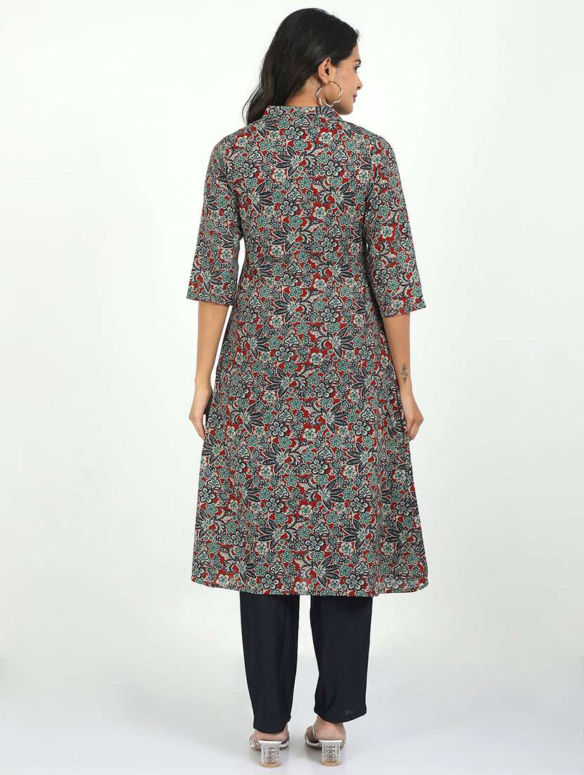 women paisley printed three quarter sleeve kurta pant set - 21629620 -  Standard Image - 3