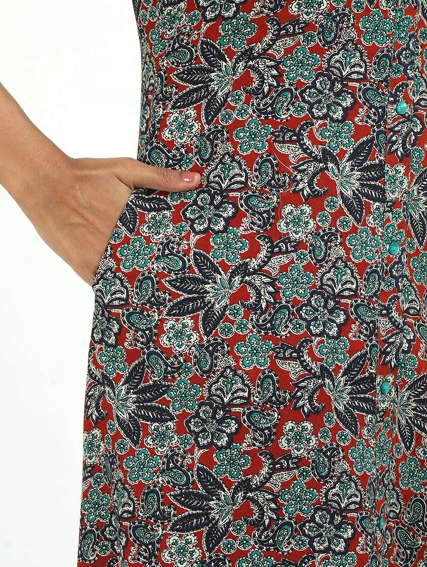 women paisley printed three quarter sleeve kurta pant set - 21629620 -  Standard Image - 5