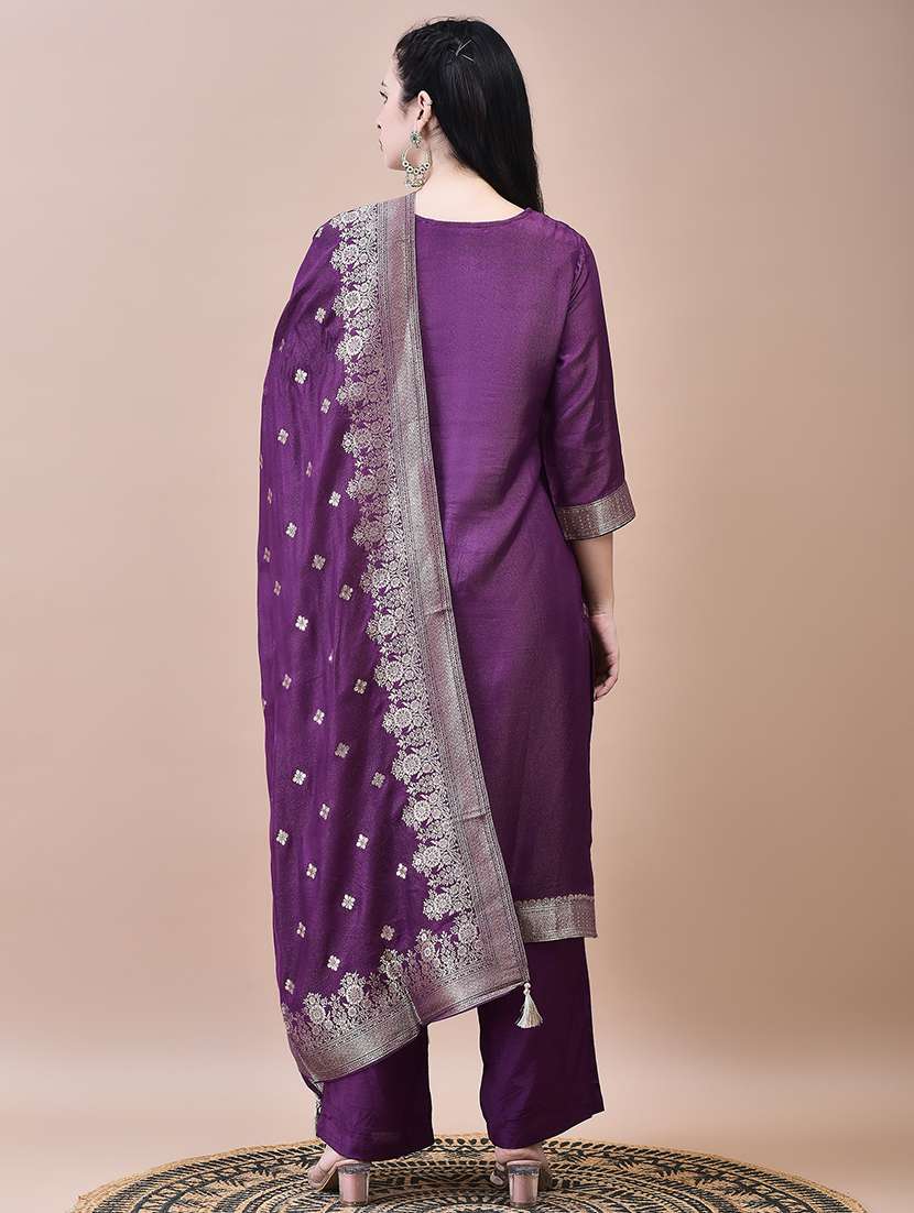 women three quarter sleeve kurta pant with dupatta set - 21629636 -  Standard Image - 3