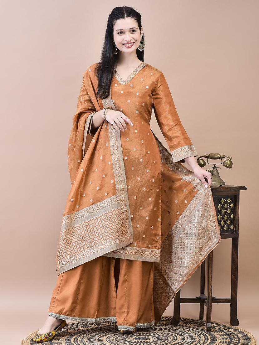 women self design three quarter sleeve kurta sharara set - 21629661 - Zoom Image - 0