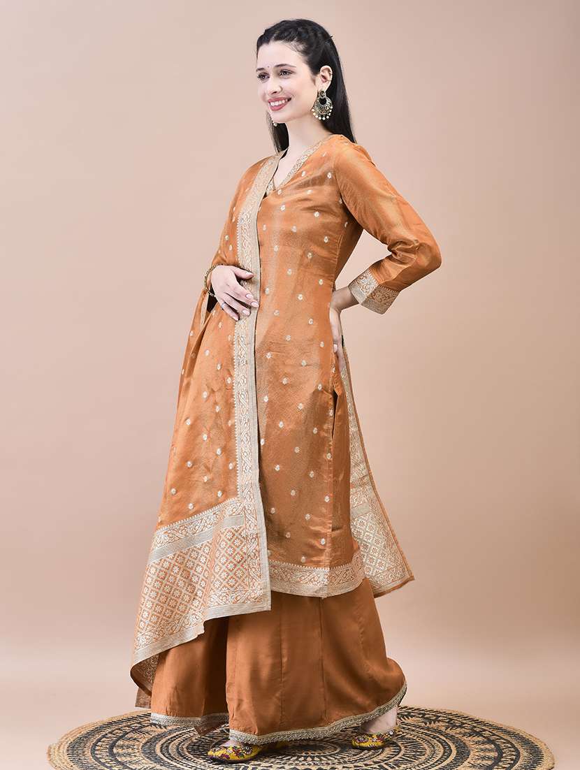 women self design three quarter sleeve kurta sharara set - 21629661 - Standard Image - 3