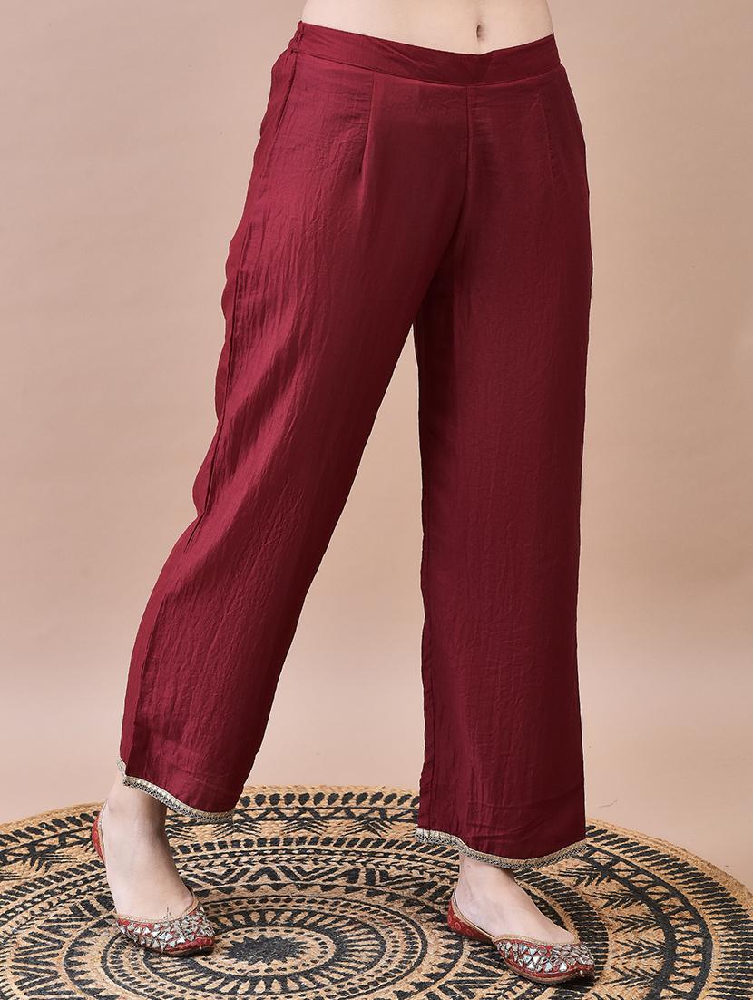 women maroon long sleeve kurta pant with dupatta set - 21629685 - Standard Image - 5