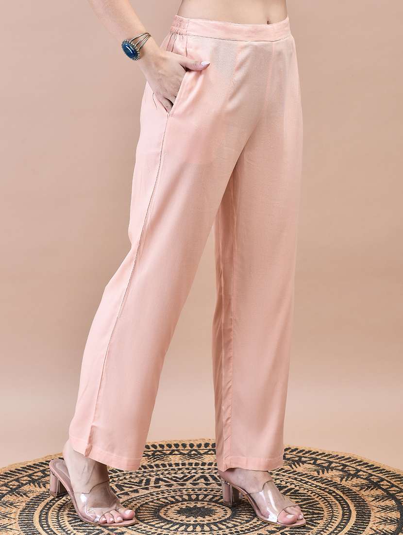 women peach floral kurta palazzo set with dupatta - 21629687 -  Standard Image - 5