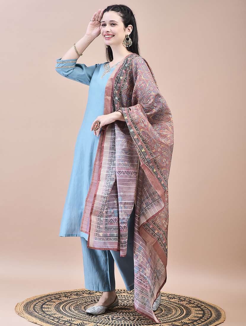 women embroidered kurta palazzo set with dupatta - 21629709 - Standard Image - 3