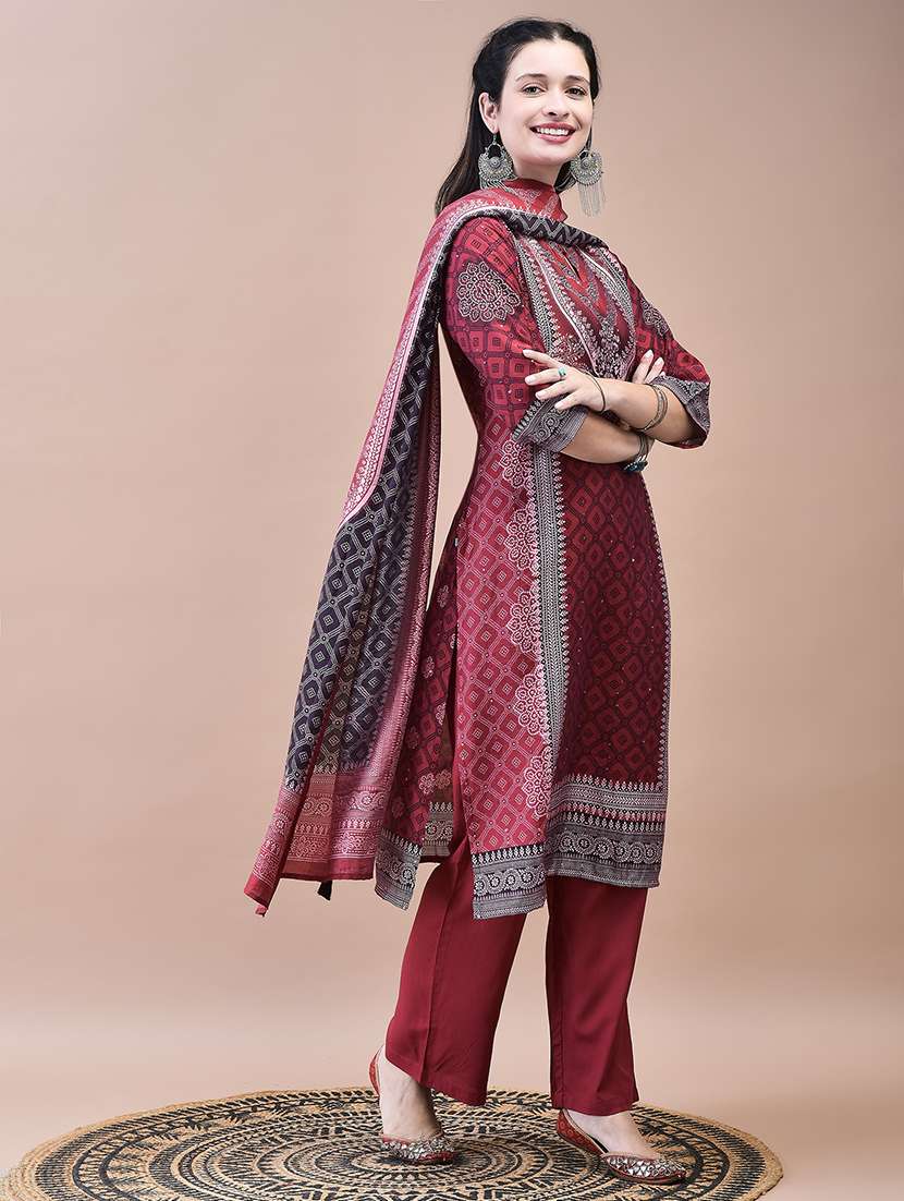 women printed kurta pant set with dupatta - 21629721 -  Standard Image - 3