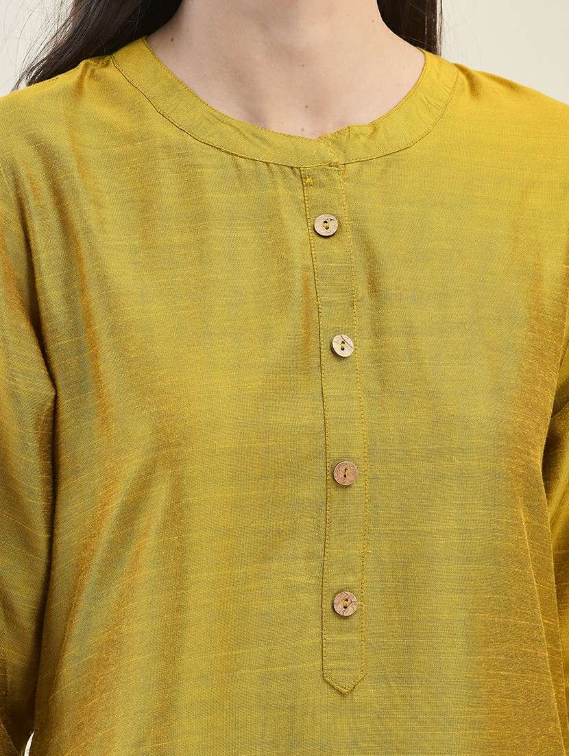 women solid three quarter sleeve straight kurta - 21629731 -  Standard Image - 5
