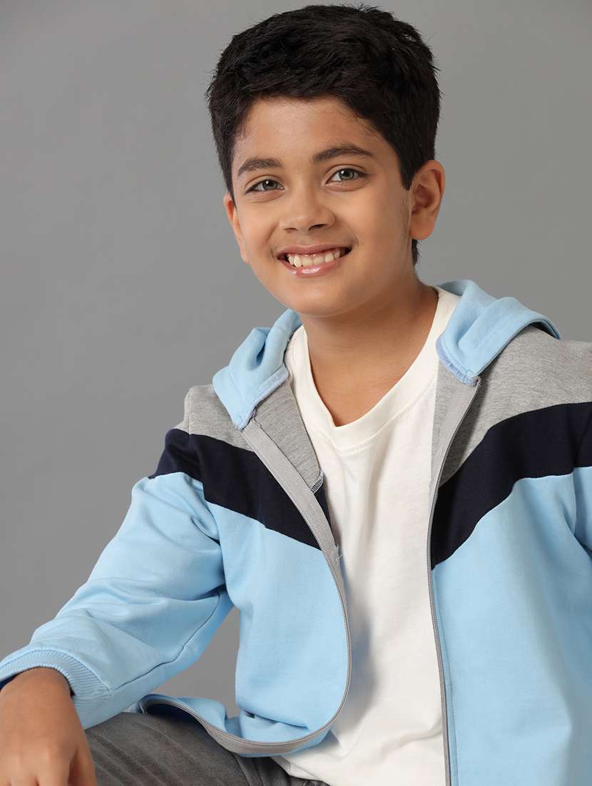 boys color block zipper hooded sweatshirt - 21629895 -  Standard Image - 3