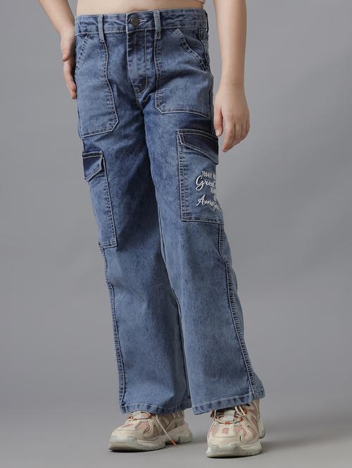 girls straight fit denim cargo - 21629904 - Standard Image - 0