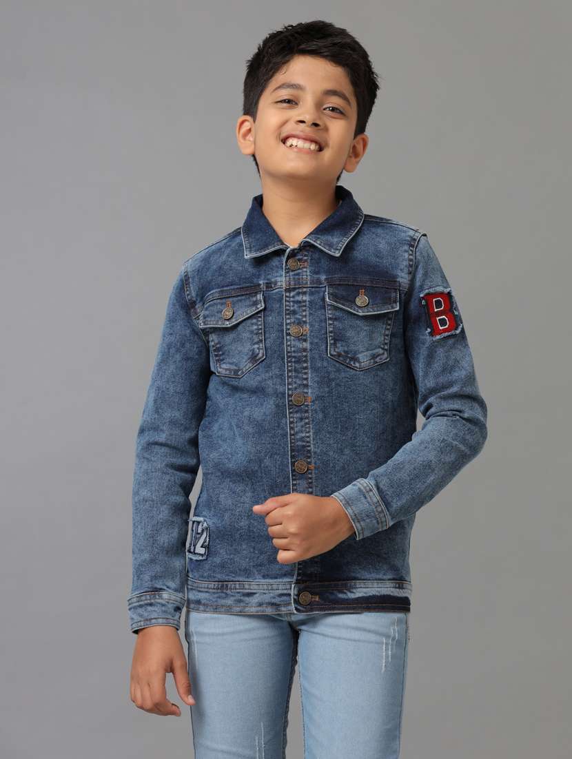 boys washed jacket with patchwork