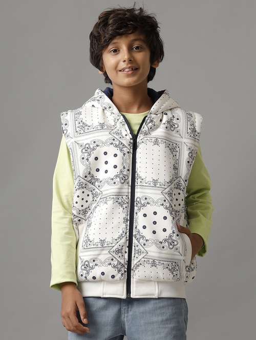 boys printed hooded sleeveless jacket - 21629920 - Standard Image - 0