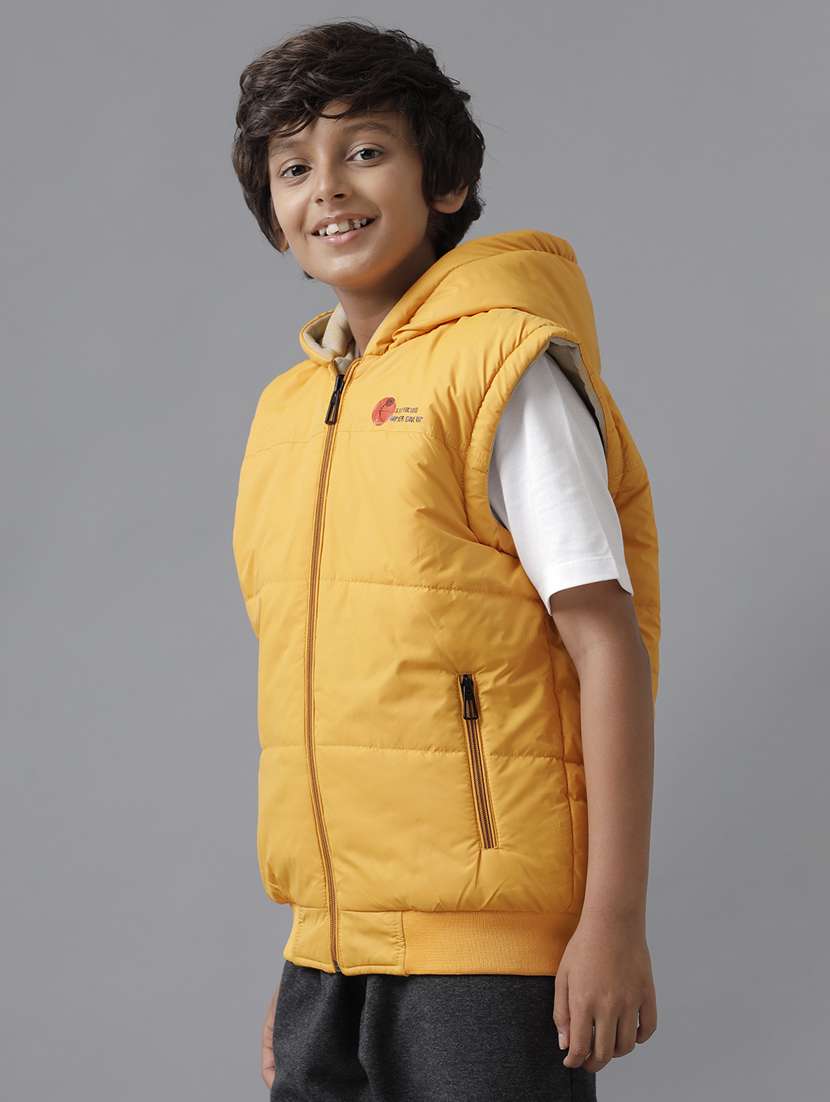 boys solid hooded sleeveless jacket - 21629921 - Standard Image - 3