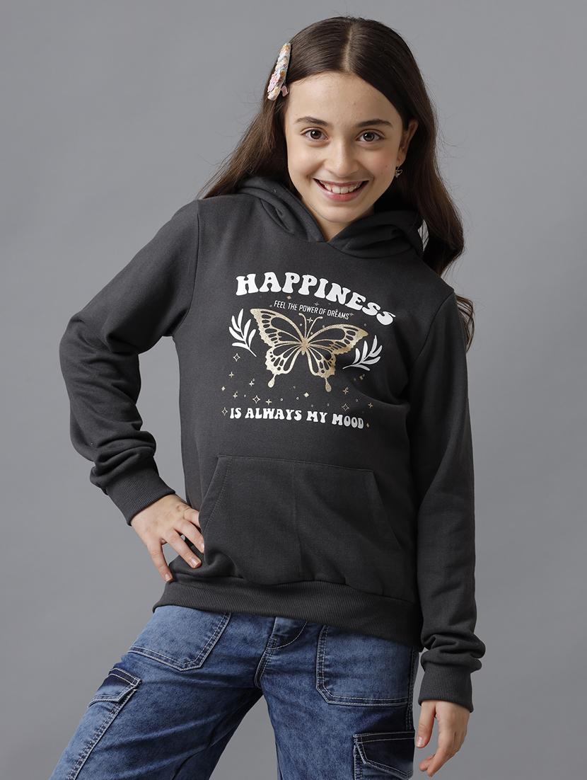 girls front print hooded sweatshirt - 21629927 - Zoom Image - 0