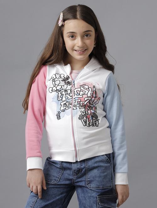 girls color block zipper hooded sweatshirt - 21629928 - Standard Image - 0
