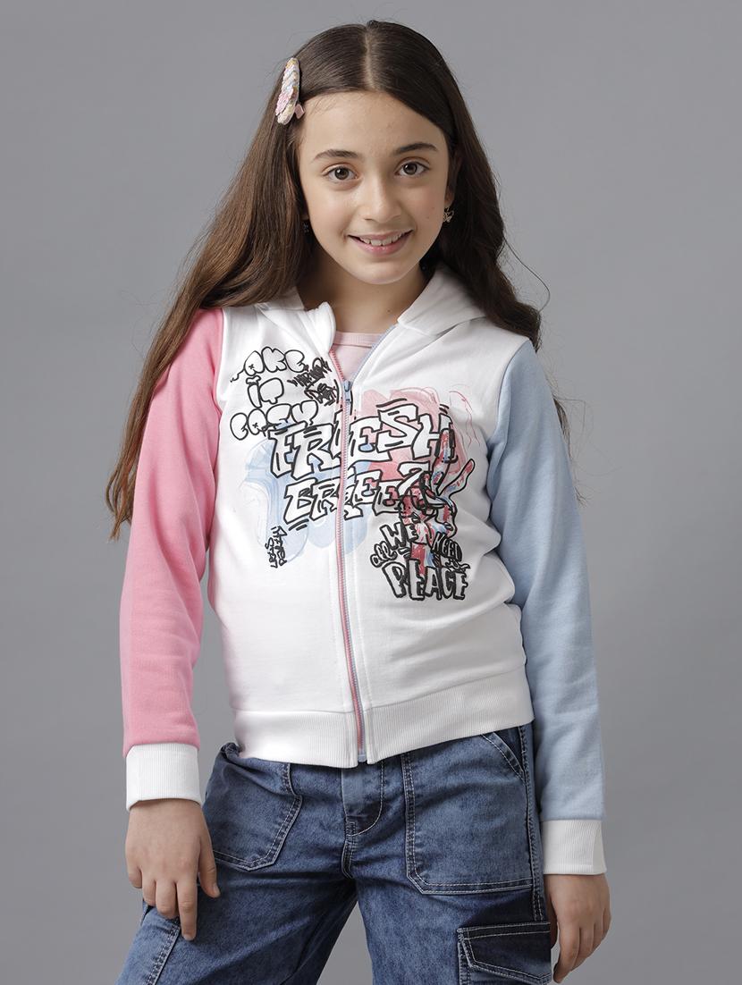 girls color block zipper hooded sweatshirt - 21629928 - Zoom Image - 0