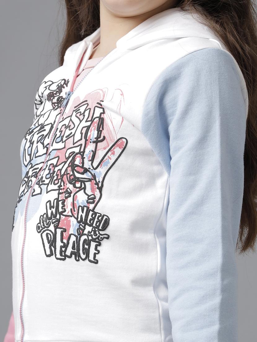 girls color block zipper hooded sweatshirt - 21629928 - Standard Image - 5