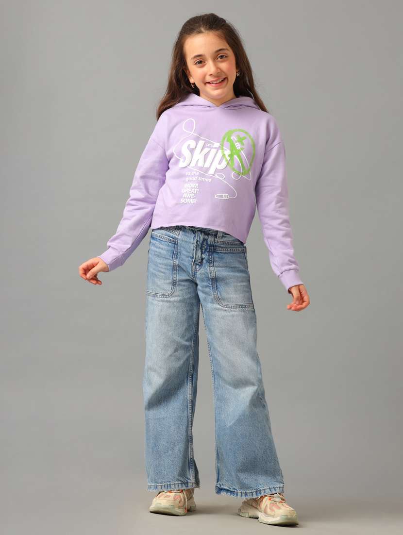 girls front print hooded sweatshirt - 21629930 -  Standard Image - 5