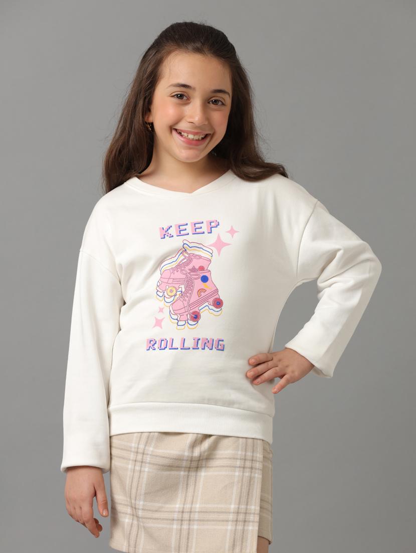 girls front print long sleeve sweatshirt