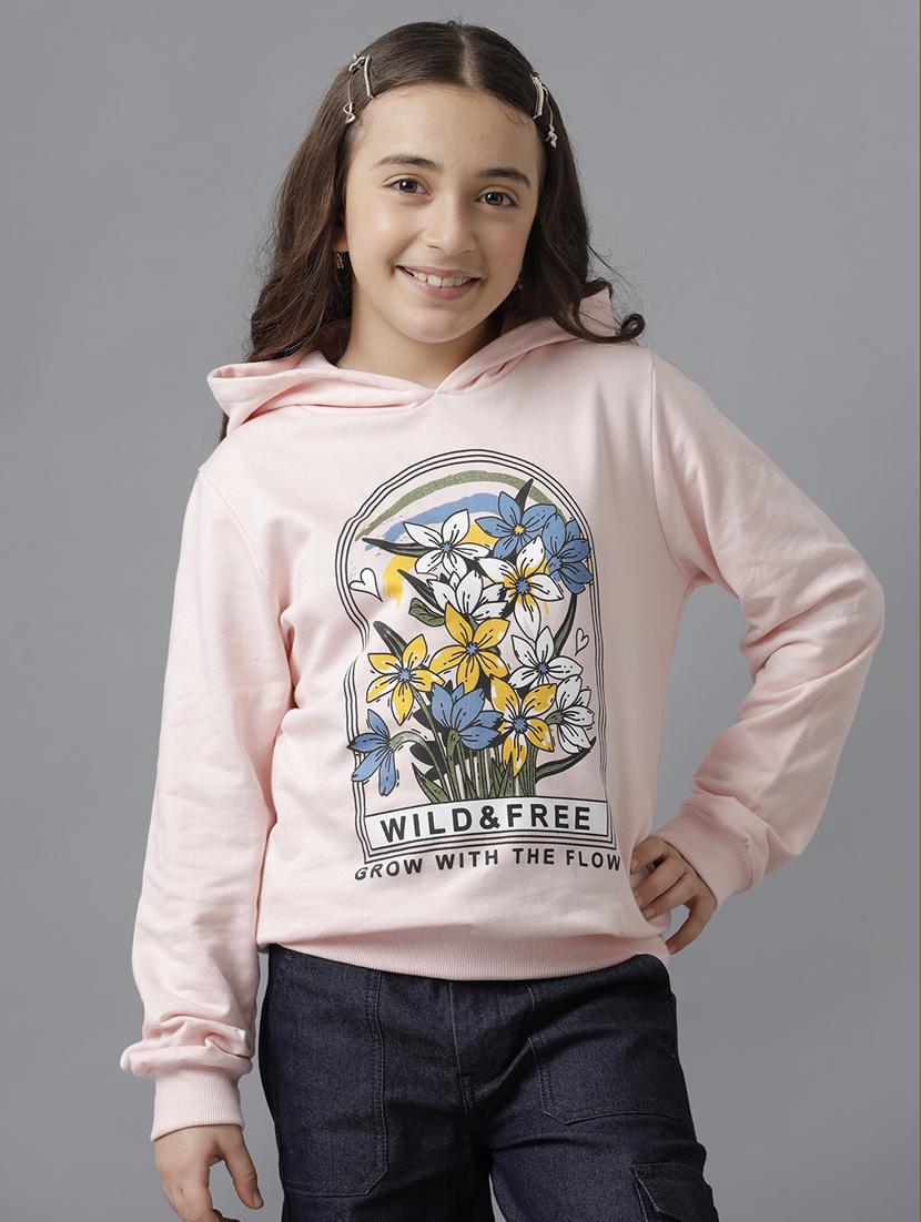 girls front print long sleeve sweatshirt - 21629934 - Zoom Image - 0