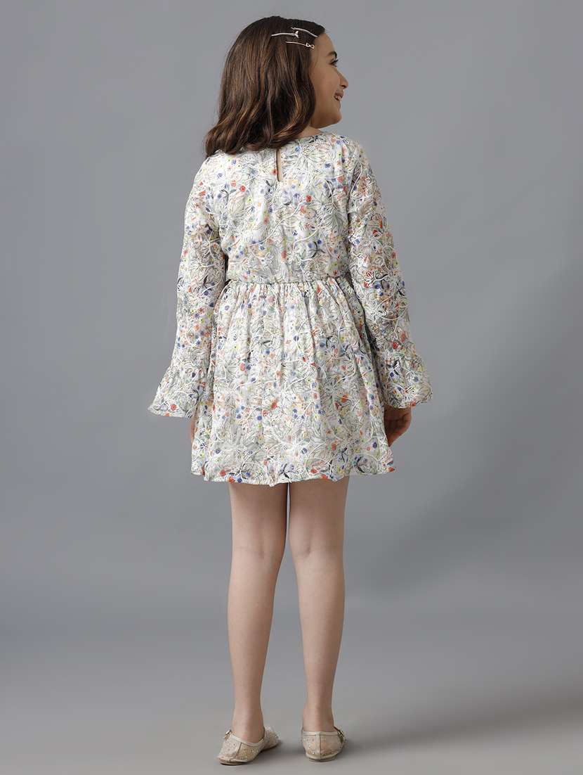 girls florals bell sleeve fit & flare dress - 21629955 -  Standard Image - 3