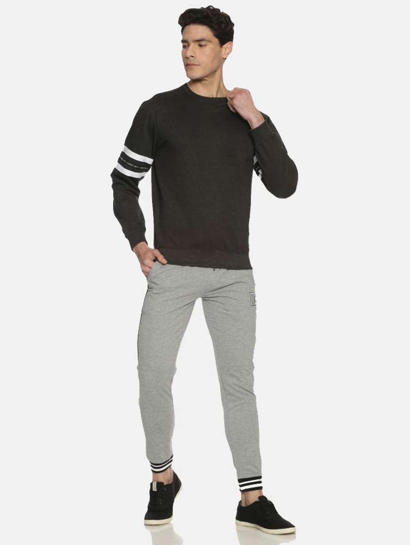 men charcoal long sleeve regular fit sweatshirt - 21630302 -  Standard Image - 3