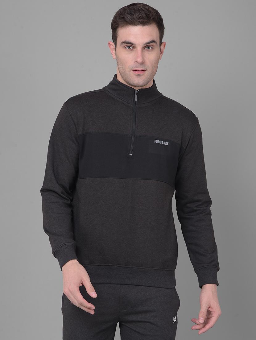 men charcoal long sleeve regular fit sweatshirt - 21630305 - Zoom Image - 0
