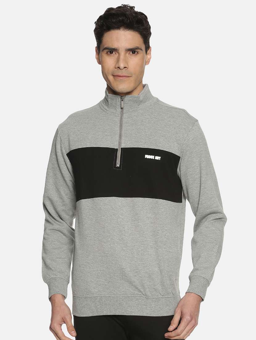 men grey long sleeve regular fit sweatshirt