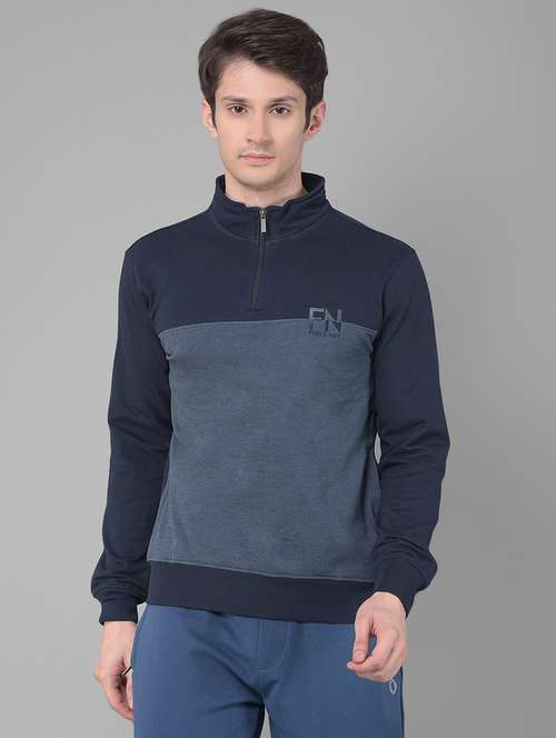 men regular fit color block long slevee sweatshirt - 21630316 -  Standard Image - 0