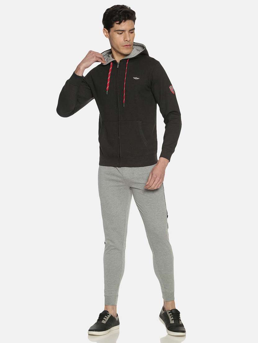 men solid long sleeve regular fit hooded sweatshirt - 21630320 -  Standard Image - 3