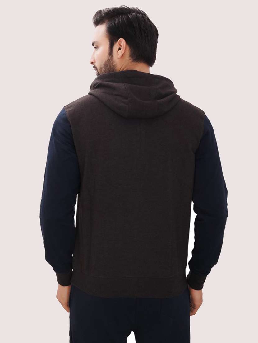 men color block long sleeve regular fit hooded sweatshirt - 21630331 -  Standard Image - 3