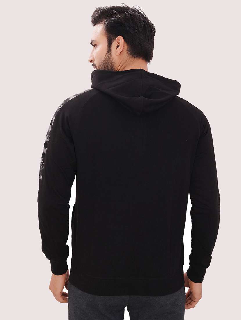 men black long sleeve regular fit hooded sweatshirt - 21630333 -  Standard Image - 3