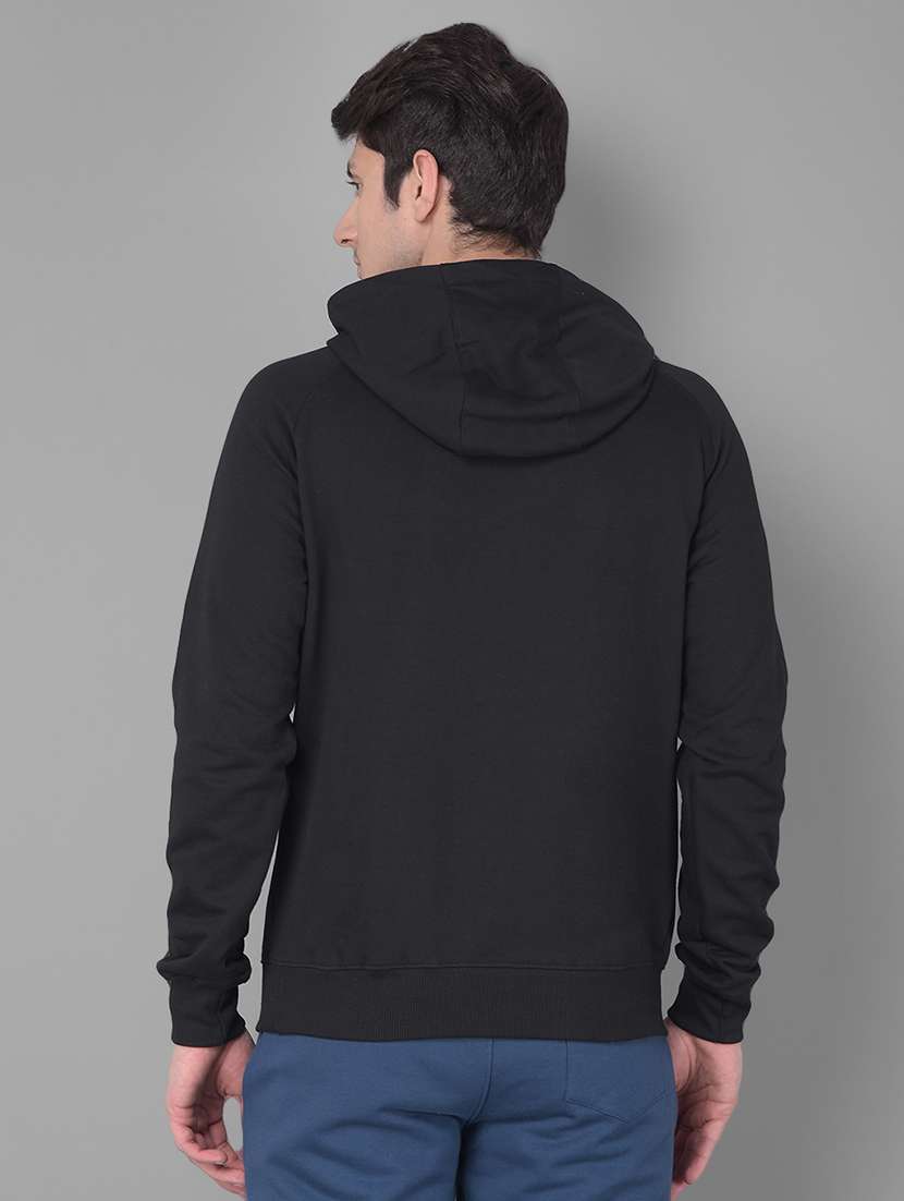 men black long sleeve regular fit hooded sweatshirt - 21630336 -  Standard Image - 3