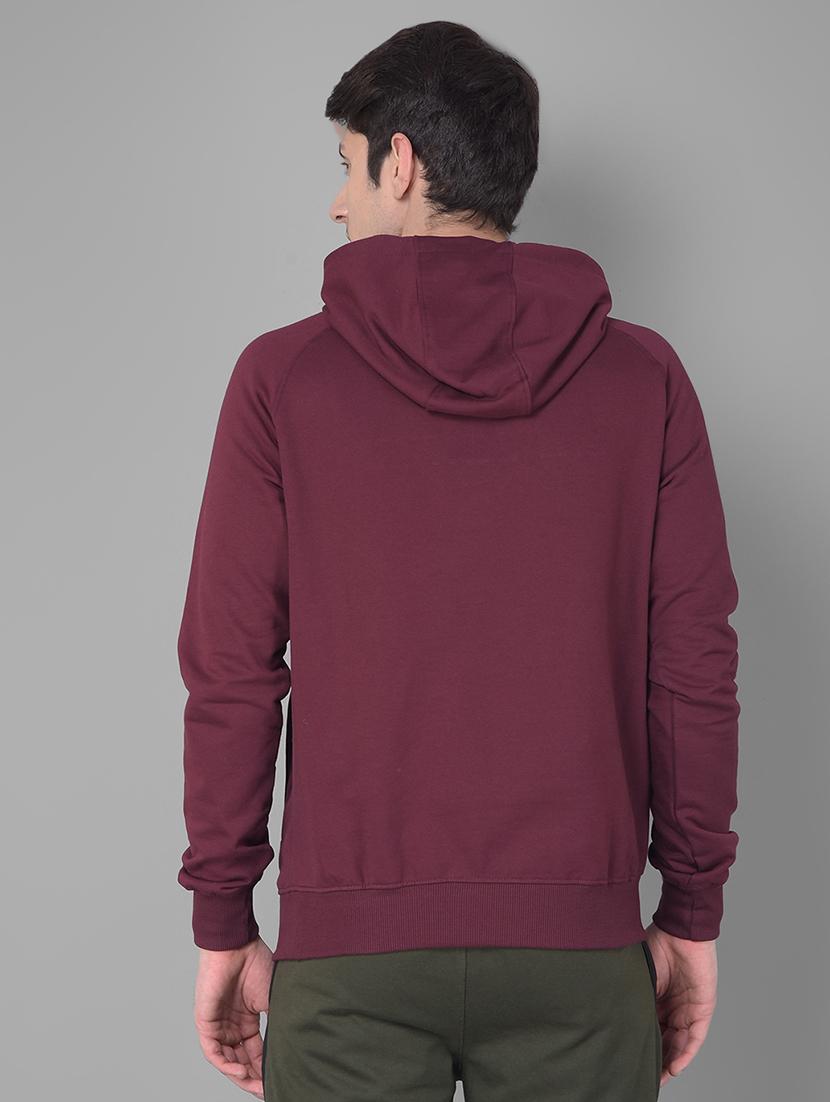 men maroon long sleeve regular fit hooded sweatshirt - 21630339 - Standard Image - 3