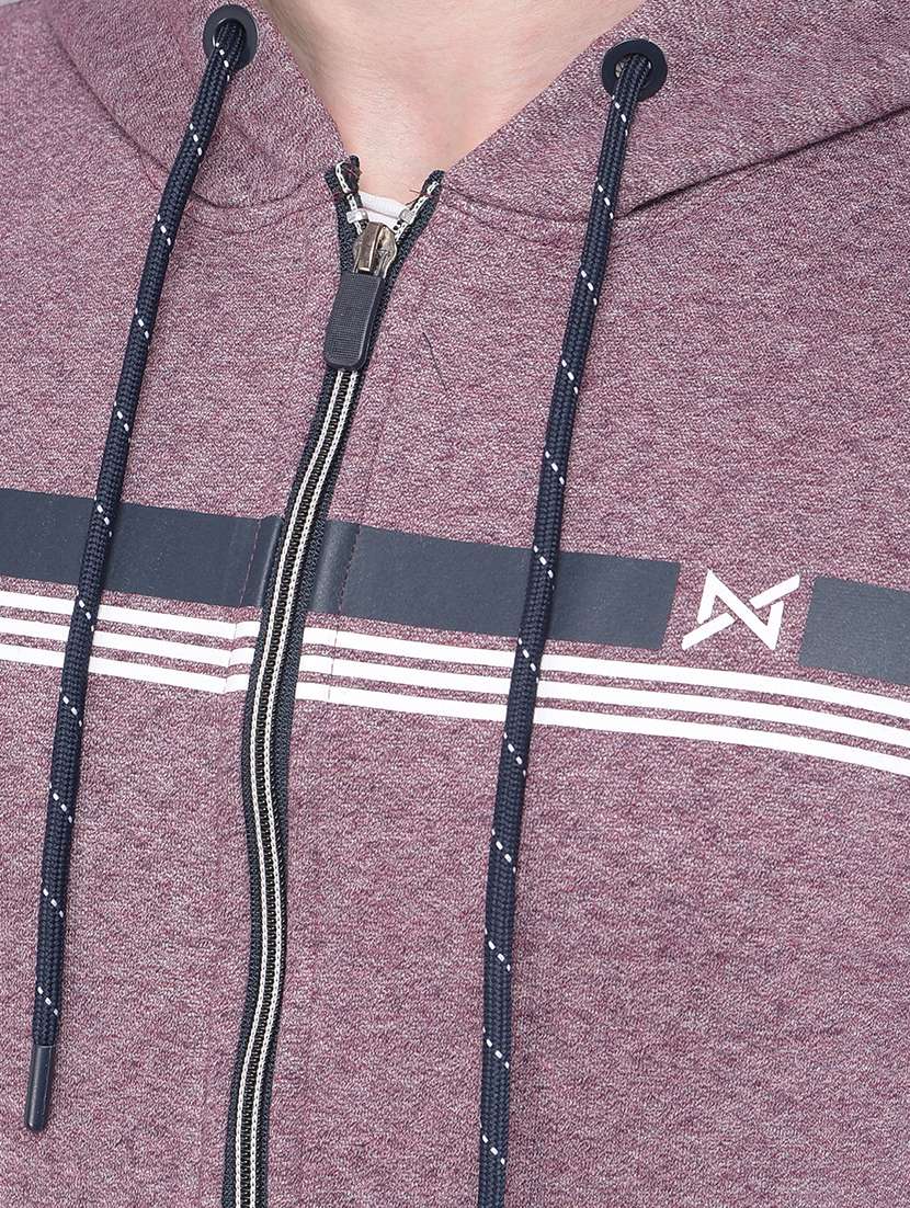 men purple long sleeve regular fit hooded sweatshirt - 21630340 -  Standard Image - 5