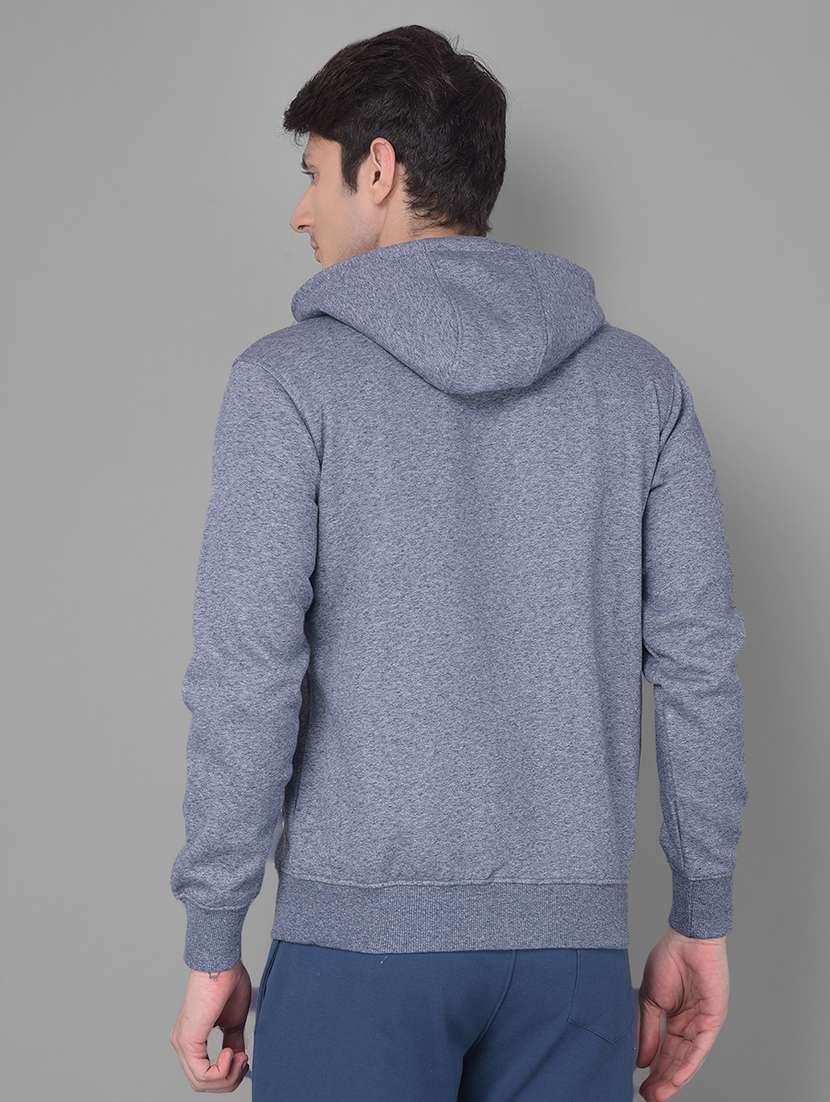 men navy blue long sleeve regular fit hooded sweatshirt - 21630343 -  Standard Image - 3