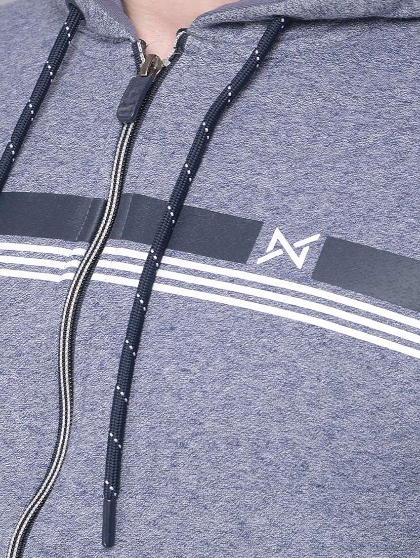 men navy blue long sleeve regular fit hooded sweatshirt - 21630343 -  Standard Image - 5