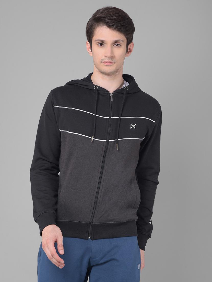 men black long sleeve regular fit hooded sweatshirt - 21630344 - Zoom Image - 0