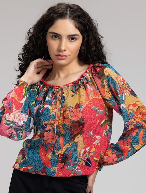 women printed long sleeve top - 21630467 - Standard Image - 0