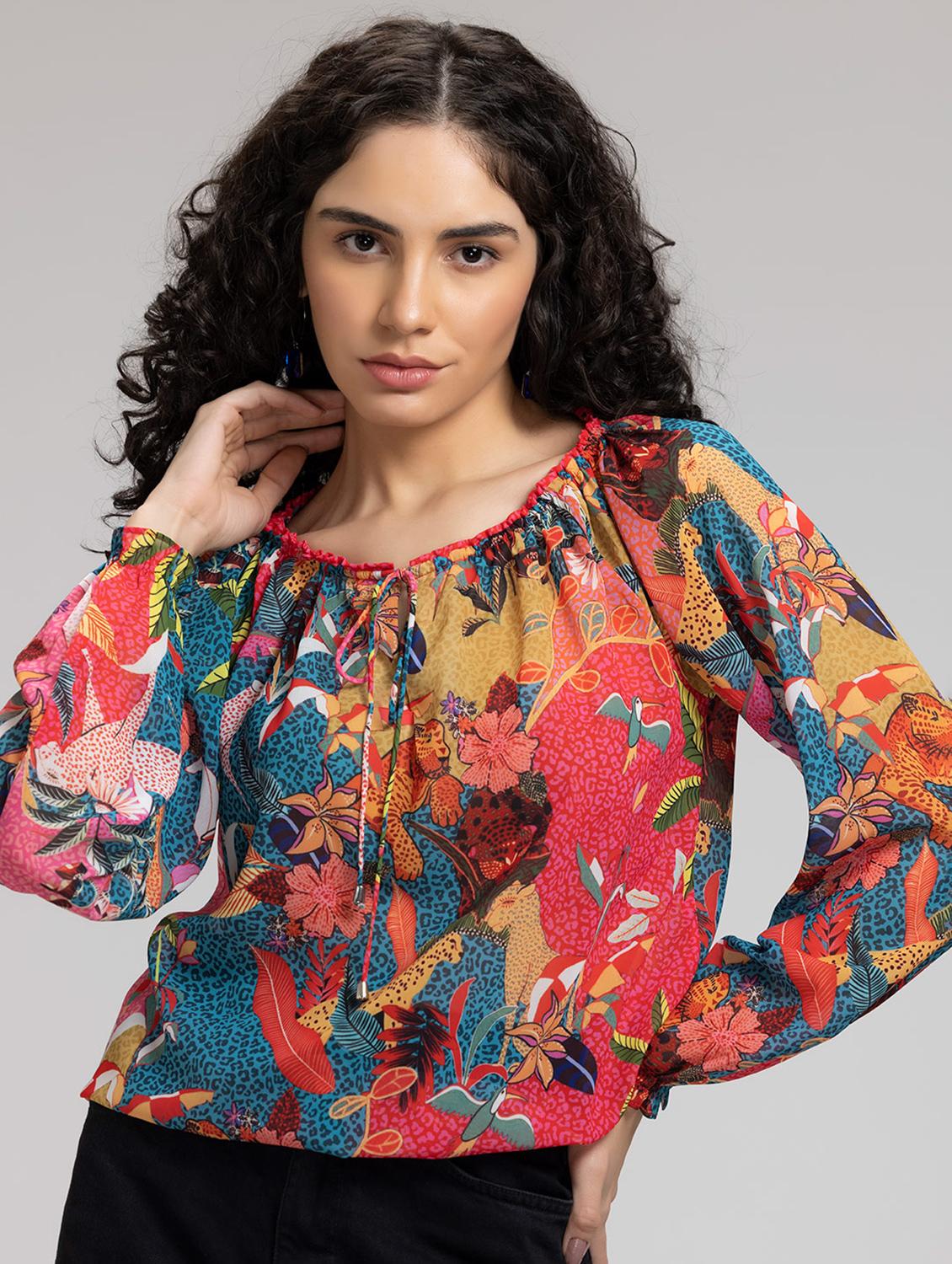 women printed long sleeve top - 21630467 - Zoom Image - 0