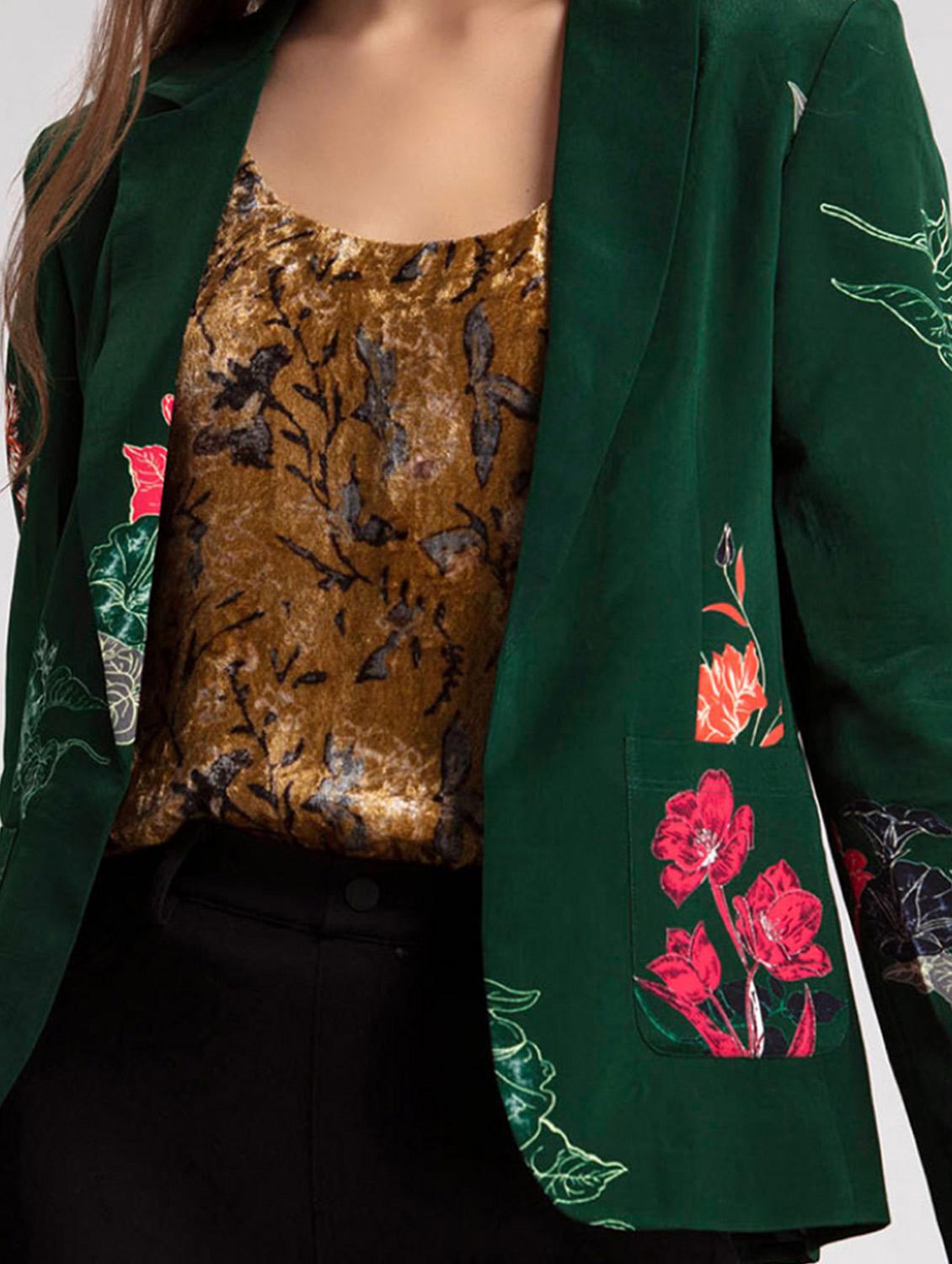 women printed long sleeve casual blazer - 21630502 - Standard Image - 5