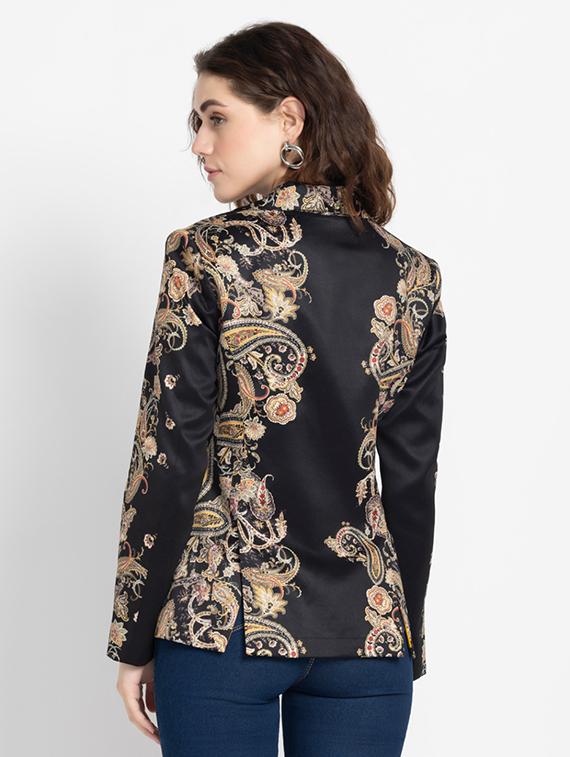 women printed long sleeve casual blazer - 21630505 - Standard Image - 3