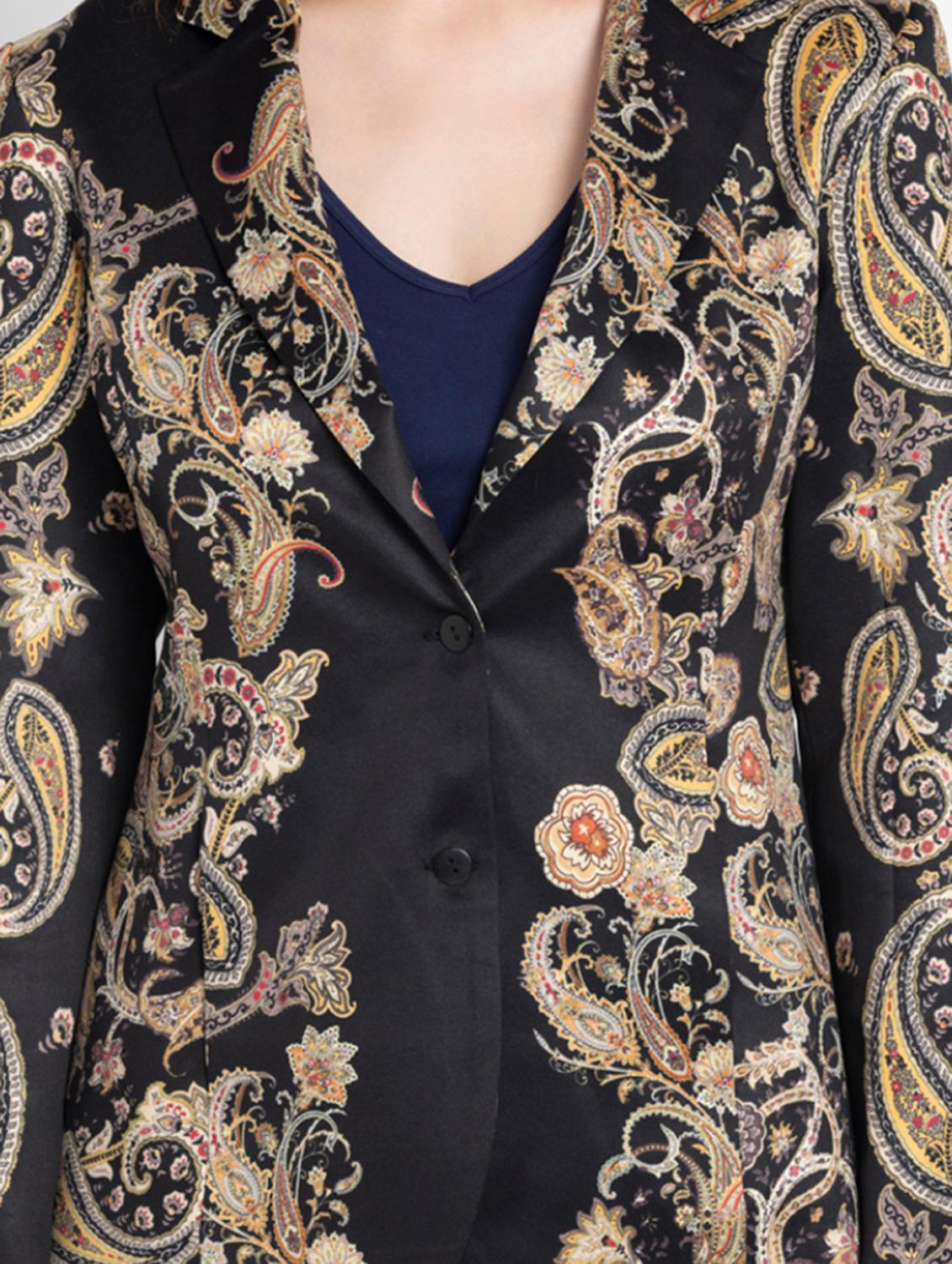 women printed long sleeve casual blazer - 21630505 - Standard Image - 5