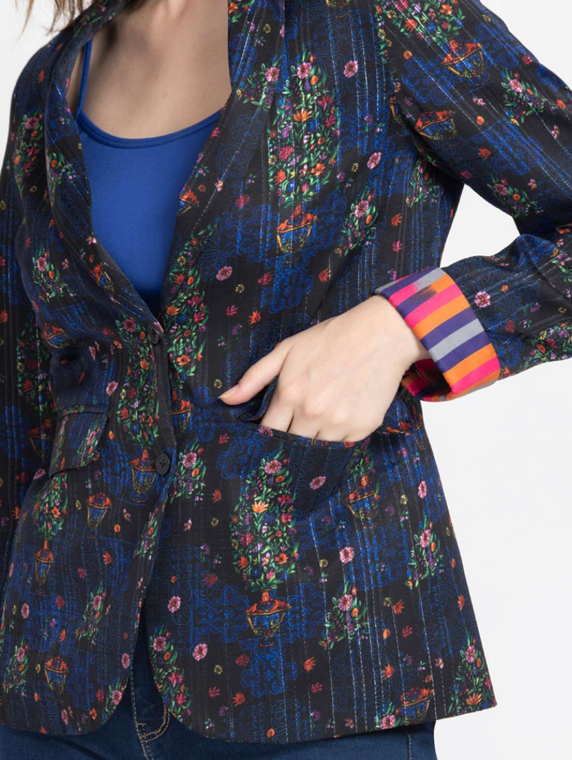 women floral printed long sleeve casual blazer - 21630511 -  Standard Image - 5